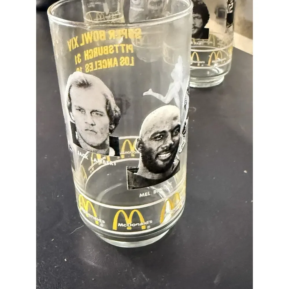 Vintage 1980 McDonald’s Super Bowl XIV Pittsburgh Steelers Glasses Set of 4